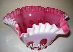 VINTAGE FENTON Cranberry Coin Dot Opalescent LAMP SHADE