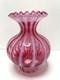 Vintage Fenton Glass Lamp Shade Cranberry Opalescent Stripe Optic 3in Fitter 7h