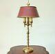 Vintage French Bouillotte Brass Table Lamp With Tole Shade
