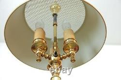 VINTAGE FRENCH BOUILLOTTE BRASS TABLE LAMP with TOLE SHADE