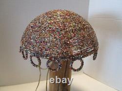 VINTAGE Glass seed Beads Lamp Shade Hand Made Dome shape 11W 1980s hard to find