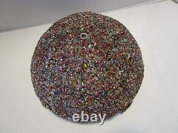 VINTAGE Glass seed Beads Lamp Shade Hand Made Dome shape 11W 1980s hard to find