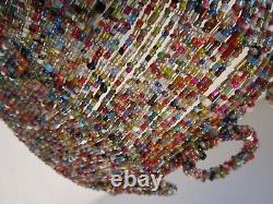 VINTAGE Glass seed Beads Lamp Shade Hand Made Dome shape 11W 1980s hard to find