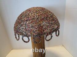 VINTAGE Glass seed Beads Lamp Shade Hand Made Dome shape 11W 1980s hard to find