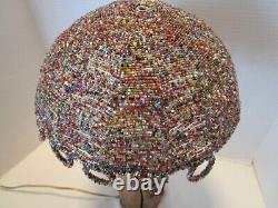 VINTAGE Glass seed Beads Lamp Shade Hand Made Dome shape 11W 1980s hard to find