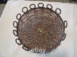 VINTAGE Glass seed Beads Lamp Shade Hand Made Dome shape 11W 1980s hard to find