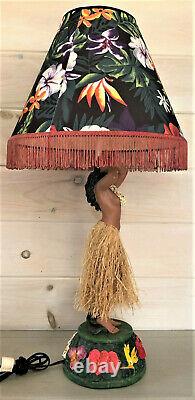 VINTAGE HAWAIIAN HULA GIRL LAMP With SHADE