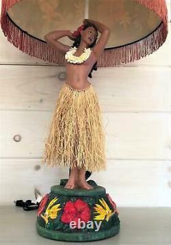 VINTAGE HAWAIIAN HULA GIRL LAMP With SHADE