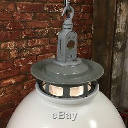 Vintage Industrial Pendant Light Thorlux Enamel Factory Lamp & Shade Edison