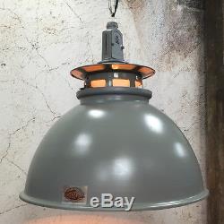 Vintage Industrial Pendant Light Thorlux Enamel Factory Lamp & Shade Edison