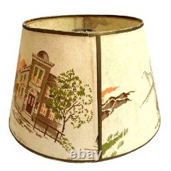 VINTAGE MCM 50s Train Western Cowboys Indians Fiberglass Lamp Shade Mid-Century