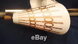 VINTAGE MID CENTURY TENSION POLE LAMP 3 SHADES PLASTIC METAL WOOD
