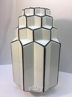 Vintage Milk Glass Art Deco Skyscraper Globe Light Lamp Shade, 16 1/2 High