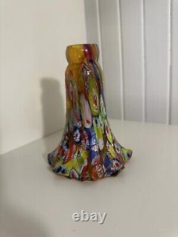VINTAGE MURANO GLASS AMBER MILLEFIORI 6 INCH LILY LAMP SHADE Beautiful Glass Art