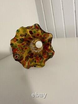 VINTAGE MURANO GLASS AMBER MILLEFIORI 6 INCH LILY LAMP SHADE Beautiful Glass Art