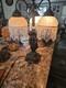 Vintage Meyda Tiffany Style Three (3) Graces Lamp With White Blown Glass Shades