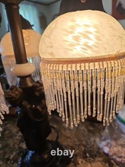 VINTAGE Meyda Tiffany Style Three (3) Graces Lamp with White Blown Glass Shades