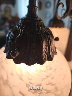 VINTAGE Meyda Tiffany Style Three (3) Graces Lamp with White Blown Glass Shades