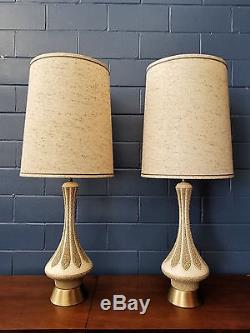 Vintage Pair Ceramic Table Lamps Mid, Retro Mid Century Lamp