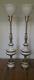 Vintage Pair Neoclassical Stiffel Torchiere Lamps W White Glass Shade 38.5 Tall