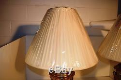 Vintage Pair Of Frederick Cooper Chicago Brass Table Lamps With Cooper Shades