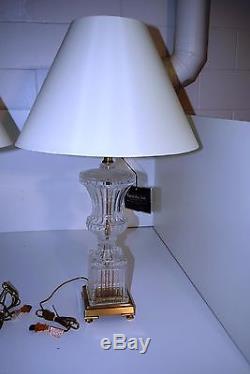 Vintage Pair Of Tyndale / Frederick Cooper Chicago Glass Table Lamps With Shades