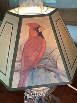 VINTAGE PH Gonner 6 Panel BIRDS Hex Metal Paper LAMP SHADE With Glass Lamp