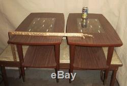 Vintage Retro MID Century Table Lamps & Orginal Shades & Matching End Tables