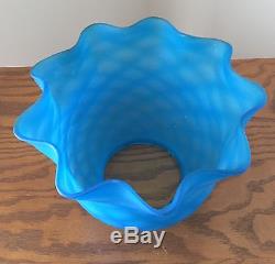 Vintage Ruffle Glass Blue Patterned Lamp Shade, 4 Fitter