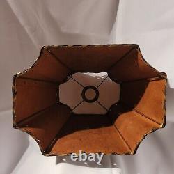VINTAGE Rustic Rawhide Leather Chandelier Lamp Shade 7.5 h x 12 lodge cabin