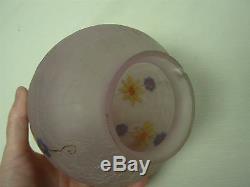 VINTAGE SIGNED HANDEL RARE PINK EGG OVIFORM GLASS LAMP SHADE w FLOWERS 6 3/4