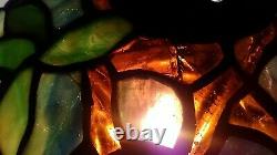 VINTAGE SLAG STAINED GLASS LAMP SHADE 10' TIFFANY STYLE Read Description