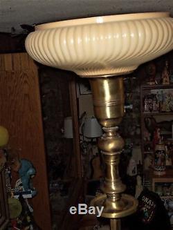 Vintage Spiral Torchiere Glass Lamp Shade And Floor Lamp