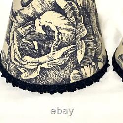 VINTAGE Set 2 Fabric Lined 3x5x5 French Country Toile Lamp Shade Chandelier