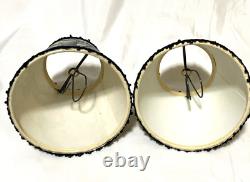 VINTAGE Set 2 Fabric Lined 3x5x5 French Country Toile Lamp Shade Chandelier