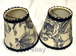 VINTAGE Set 2 Fabric Lined 3x5x5 French Country Toile Lamp Shade Chandelier