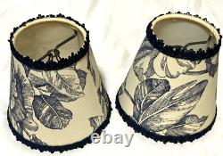 VINTAGE Set 2 Fabric Lined 3x5x5 French Country Toile Lamp Shade Chandelier