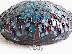 VINTAGE TIFFANY STYLE STAINED GLASS DRAGONFLY LAMP SHADE #404