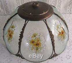 Vintage Tiffany Style Stained Glass Floral Hand Painted Lamp Shade #23