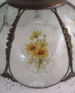 Vintage Tiffany Style Stained Glass Floral Hand Painted Lamp Shade #23
