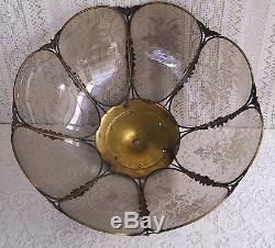 Vintage Tiffany Style Stained Glass Floral Hand Painted Lamp Shade #24