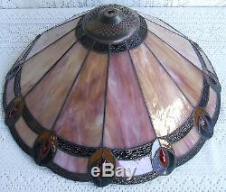 VINTAGE TIFFANY STYLE STAINED GLASS LAMP SHADE #313