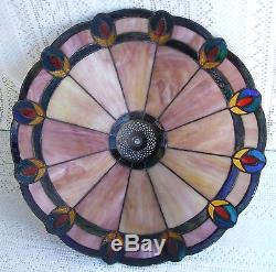 VINTAGE TIFFANY STYLE STAINED GLASS LAMP SHADE #313