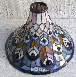 VINTAGE TIFFANY STYLE TORCHIERE STAINED GLASS LAMP SHADE #321