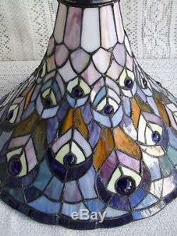 VINTAGE TIFFANY STYLE TORCHIERE STAINED GLASS LAMP SHADE #321
