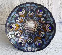 VINTAGE TIFFANY STYLE TORCHIERE STAINED GLASS LAMP SHADE #321