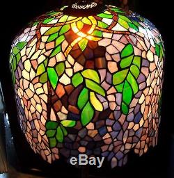 VINTAGE TIFFANY STYLE WISTERIA STAINED GLASS LAMP SHADE # 3