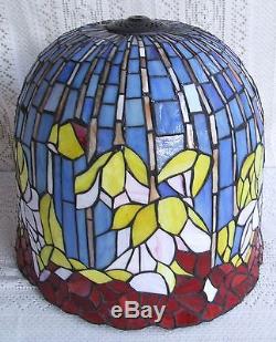 VINTAGE TIFFANY STYLE WISTERIA STAINED GLASS LAMP SHADE #381