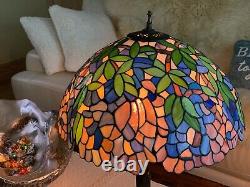 VINTAGE TIFFANY STYLE Wisteria STAINED GLASS LAMP