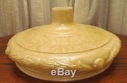 VINTAGE TORCHIERE BEIGE with AURORO BOREALIS FINISH 14 GLASS LAMP SHADE